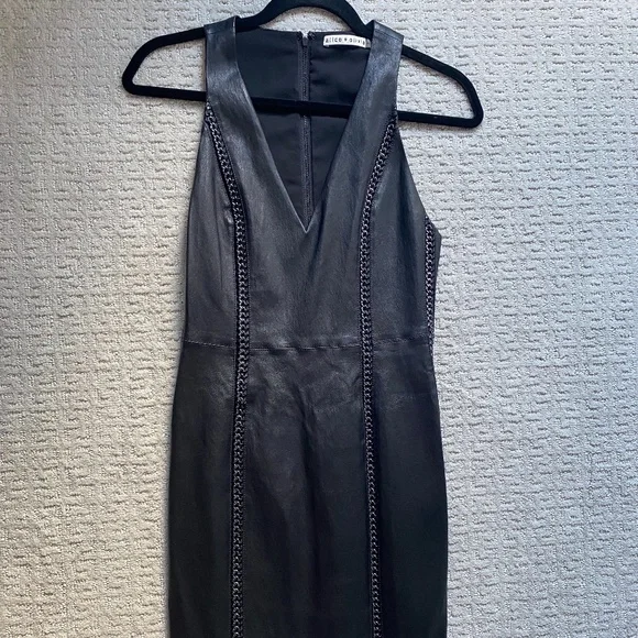 Alice + Olivia | Dresses | Alice Olivia Black Leather Dress With Chain  Detail | Poshmark